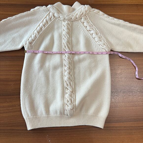 Vintage Capriccio 100% Wool Cream Cableknit Sweater, Made in Italy, Medium - Picture 4 of 9